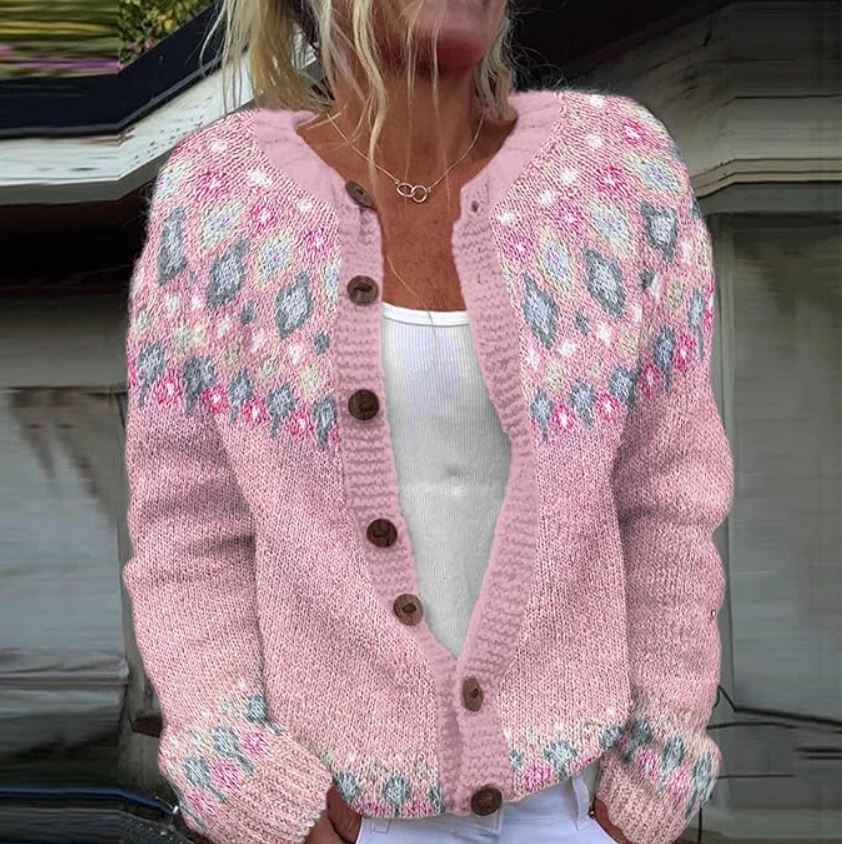 Sophie | Rosa väst med tryck