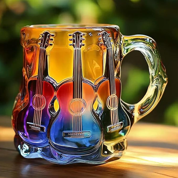 Handgjord mugg med 3D-gitarrkonst
